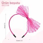 80ler 90lar Neon Pembe Dantel Taç Fiyonklu - Görsel 3