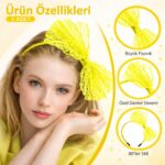 80ler 90lar Neon Sarı Dantel Taç Fiyonklu - Görsel 2