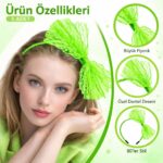 80ler 90lar Neon Yeşil Dantel Taç Fiyonklu - Görsel 2