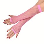 80ler 90lar Retro Neon Pembe File Parmaksız Eldiven 26 cm