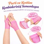 80ler 90lar Retro Neon Pembe File Parmaksız Kısa Eldiven 11 cm - Görsel 2