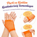 80ler 90lar Retro Neon Tcu File Parmaksız Kısa Eldiven 11 cm - Görsel 2