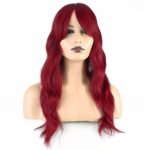 Dalgalı Perçemli Fiber Sen Orta Boy Peruk / Kızıl - Görsel 2