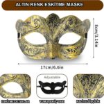 Altın Renk Eskitme Maskeli B Maskesi  Venedik Tarzı Parti Maskesi