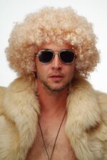 Altın Renk Kıvırcık Afro Bonus Peruk  Parti Peruğu Platin Gold - Görsel 3