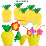 Ananas Hawaii Luau ha Pipetli İçecek Kabı Bardak 10x13 cm 1 Adet