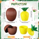 Ananas & Hindistan Cevizi Tasarımlı Pipetli Bardak Seti (6 Adet) - Görsel 2