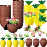 Ananas & Hindistan Cevizi Tasarımlı Pipetli Bardak Seti (6 Adet) - Görsel 4