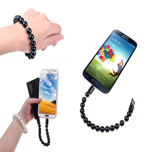 android-bo-1408-1.jpg Android Boncuk Tasarımlı Bileklik Şeklinde Şarj Data Kablosu - Görsel 1