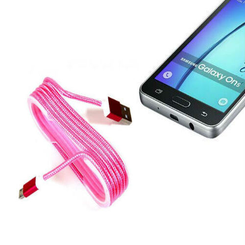 android-o-1400-1.jpg Android Örgü Şeklinde Renkli Çelik Şarj Data Kablosu - Pembe - Görsel 1