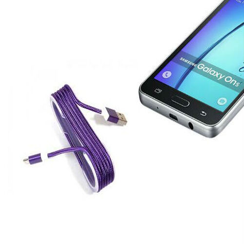 android-o-1401-1.jpg Android Örgü Şeklinde Renkli Çelik Şarj Data Kablosu - Mor - Görsel 1