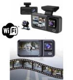 Araç Kamerası - 3 Kameralı Wifi Ön , İç ve Arka Full HD DVR Araç İçi Ekranlı Kamera - Görsel 2