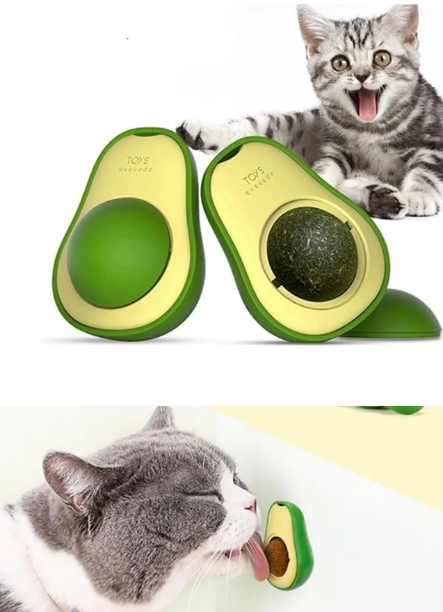 avacado-catnip-1-png.png Avokado Şeklinde Catnipli Doğal Kedi Yalama Topu 6 Cm - Görsel 1