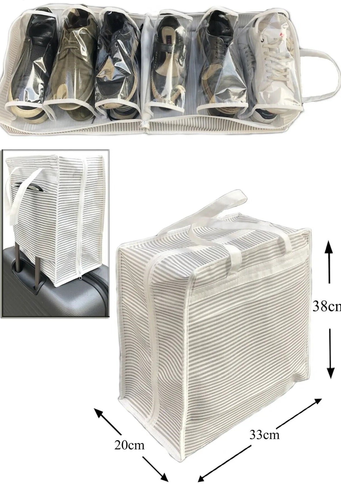ayakkabi-865-1.jpg Ayakkabı SAKLAMA ve TAŞIMA Çantası (Çizgili Model) Shoe Tote - Görsel 1