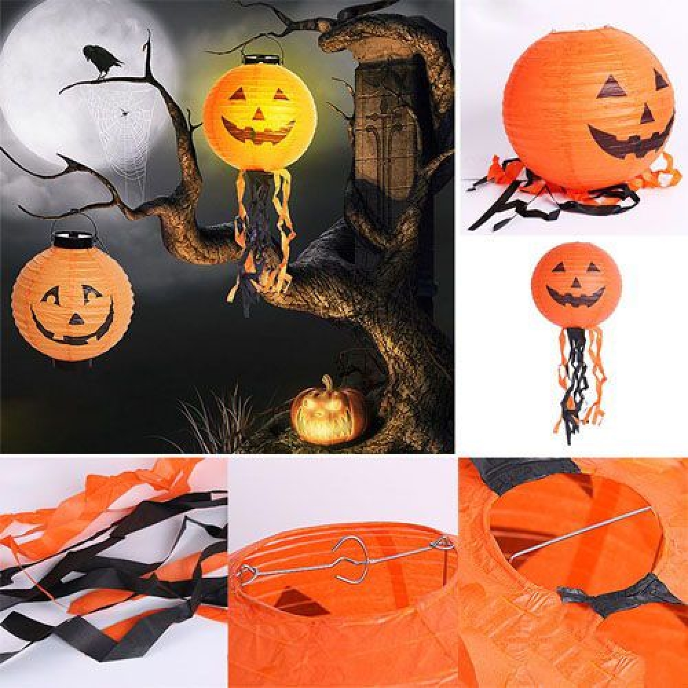 balkabag-5097-1.jpg Bbağı Kağıt Japon Led Süs - Kabak Dekor Yuvarlak Fener Süs 25 cm - Görsel 1