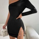 Asimetrik Halkalı Mini Fantazi Elbise - Sandy