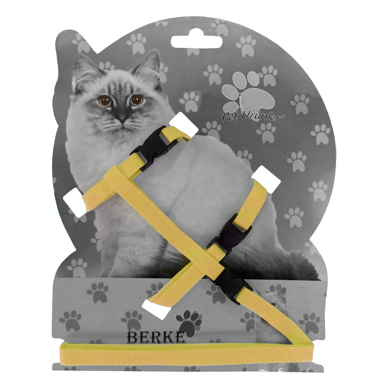 bel-sari-jpg.jpg Gezdirme Kayışlı Dokuma Kedi Göğüs Tasma Seti 20*32-120 cm Sarı - Görsel 1