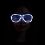 Beyaz Led Işıklı Parti Gözlüğü - Neon Glow Şerit Gözlük 3 Modlu - Görsel 2