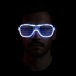 Beyaz Led Işıklı Parti Gözlüğü - Neon Glow Şerit Gözlük 3 Modlu - Görsel 3