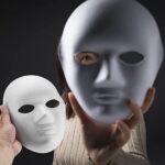 Beyaz Renk Boyanabilir Anonim Tam Yüz Cosplay Maske 24x18 cm - Görsel 2