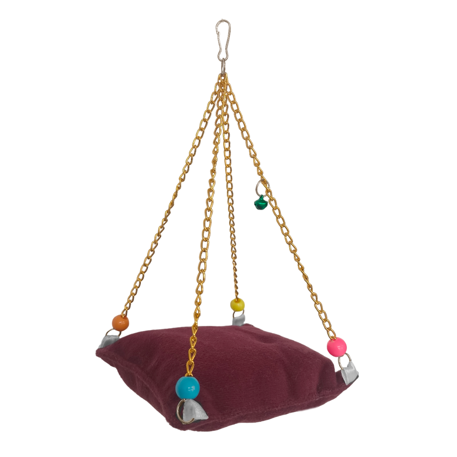 bordo-minder-2-png.png Zincirli Yataklı Kuş Hamağı Bordo Renkte - Görsel 1