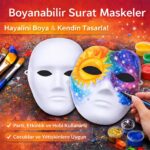 Boyanabilir Surat Model Maske  Lastikli | Kendin Tasarla - Görsel 2