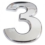 Cemax Yapışkanlı Krom "3" Rakamı - 5 cm