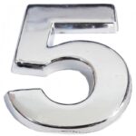 Cemax Yapışkanlı Krom "5" Rakamı - 5 cm