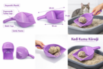 Kapaklı Kedi Kumu Küreği Elekli  Ergonomik Saplı Dalı Plastik Kum Temizleme Küreği 26 cm - Görsel 5