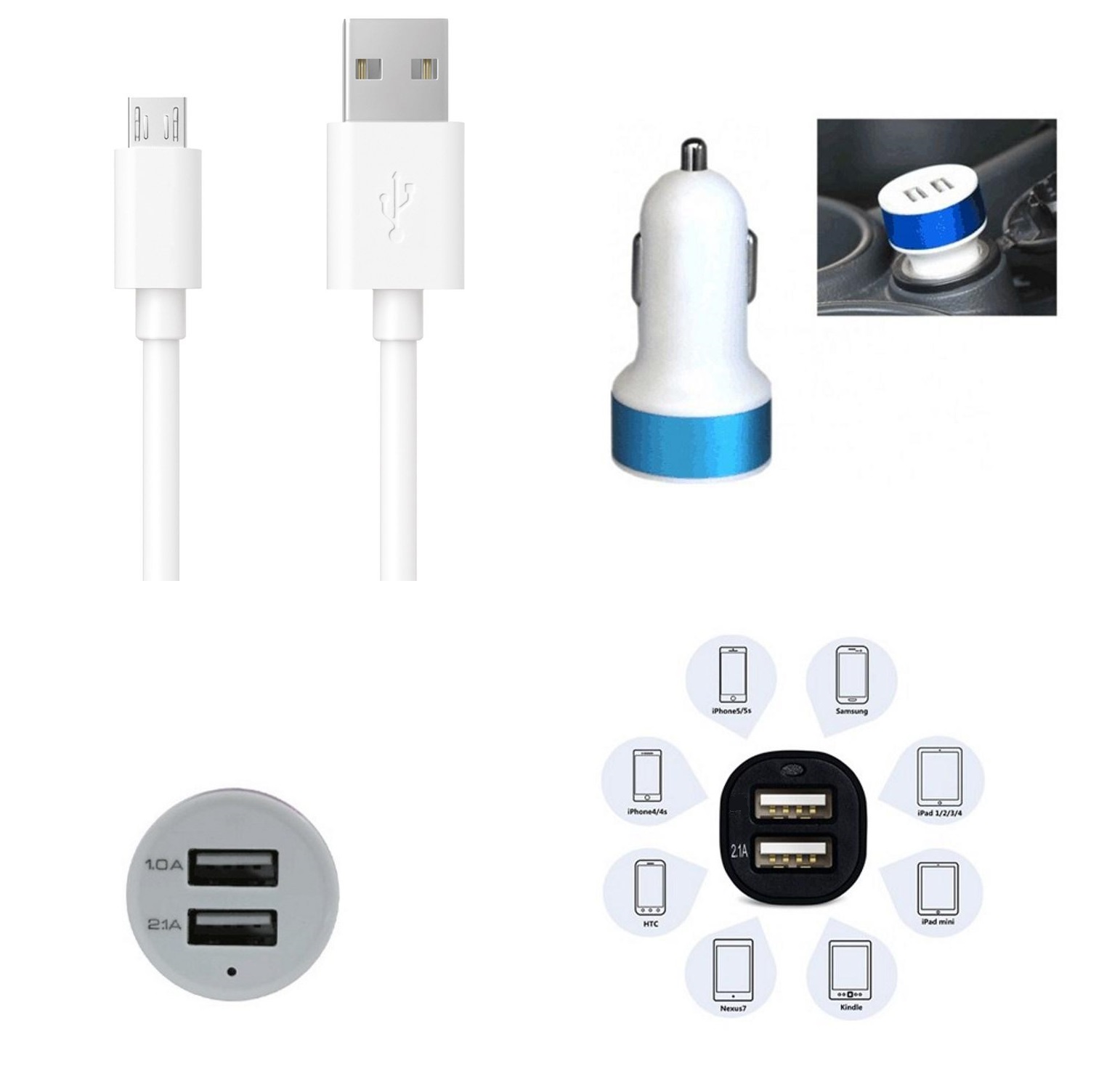 cift-usb-5287-1.jpg Çift USB Girişli 3.1 Çıkışlı Seyahat Seti Android / Micro Usb - Görsel 1