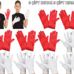 Çuk Gösteri Eldiven Seti  5 Çift Beyaz & 5 Çift Kırmızı