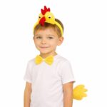 Çuk Horoz Tavuk Kostüm Seti 3 Parça (Taç + Papyon + Kuyruk) - Görsel 2