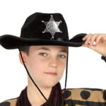 Çuk Kovboy Şapkası Sheriff Şapkası Siyah Renk
