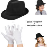 Çuk Sahne Performans Seti  Gösteri Fötr Şapka ve Eldiven