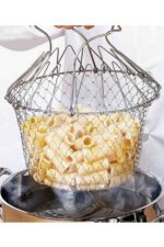 Çok Fonksiyonlu Pratik Süzgeç Katlanır - Kızartma Haşlama Aparatı -Chef Basket - Görsel 4