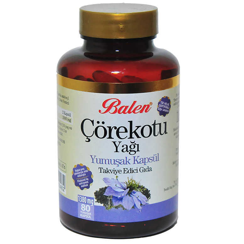 Çörekotu Yağı 80 Yumuşak Kapsül - Balen Çörek Otu Yağı 1380 Mg Yumuşak 80 - Görsel 1