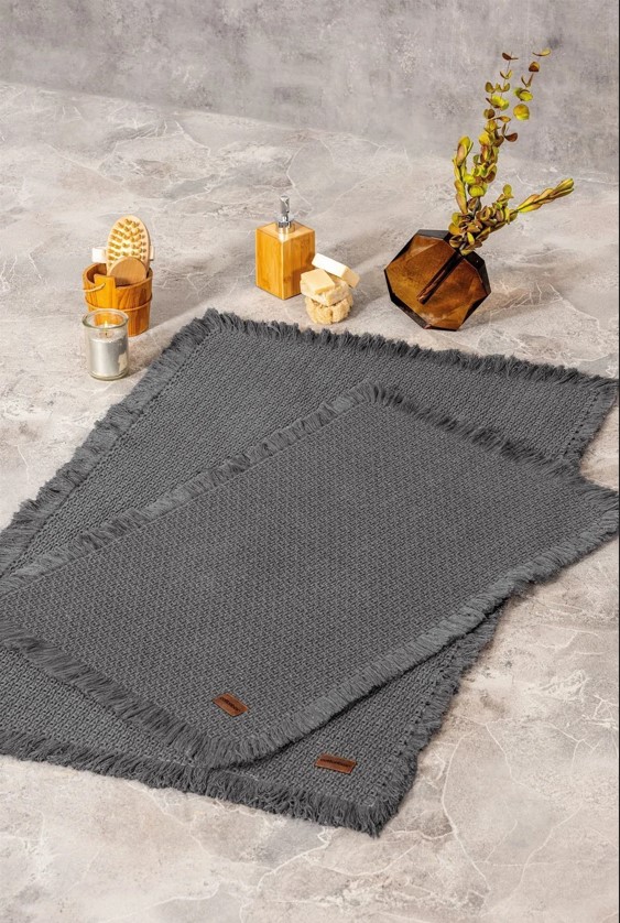 cotton-box-4-lu-armurlu-havlu-seti-casual-50x90-15485.jpg Bath Rug Set Antrasit 2'li 75x125 60x90 - Görsel 1