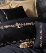 Nakışlı Çift Kişilik Saten Nev Takımı Gloria Gold - Görsel 2
