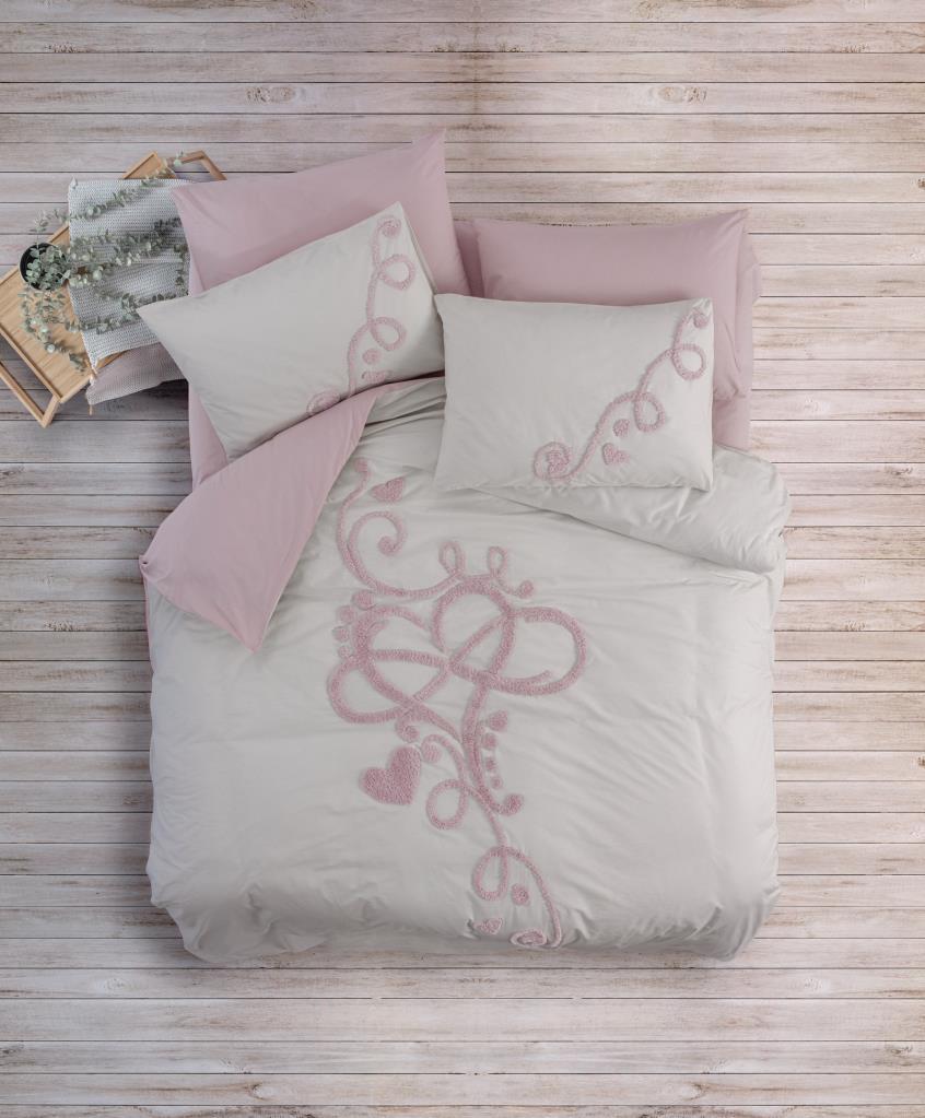 cotton-box-brode-ranforce-cift-kisilik-nevresim-takimi-hazel-hardal-11195.jpg Puff Nakışlı Ranforce Çift Kişilik Anneler Günü Nev Takımı Bellini Pembe - Görsel 1