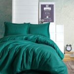 Çift Kişilik Saten Nev Takımı Elegante Stripe Petrol
