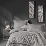 Çift Kişilik Saten Nev Takımı Elegante Stripe Bej