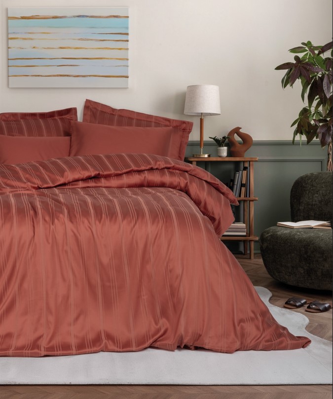 cotton-box-cift-kisilik-smart-stripe-bambu-saten-nevresim-takimi-ekru-15333.jpg Çift Kişilik Smart Stripe Bambu Saten Nev Takımı Kiremit - Görsel 1