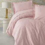 Elegant Pudra Çift Kişilik Saten Nev Takımı