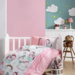 Pembe Flanel Bebek Nevresim Takımı - %100 Pamuk Pazen