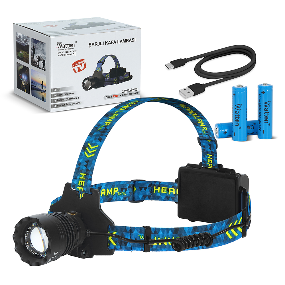 cree-p360-12-000-lumen-sar-18118-1.jpg CREE P360 - 12,000 LÜMEN ŞARJLI KAFA LAMBASI WATTON WT-627 - Görsel 1