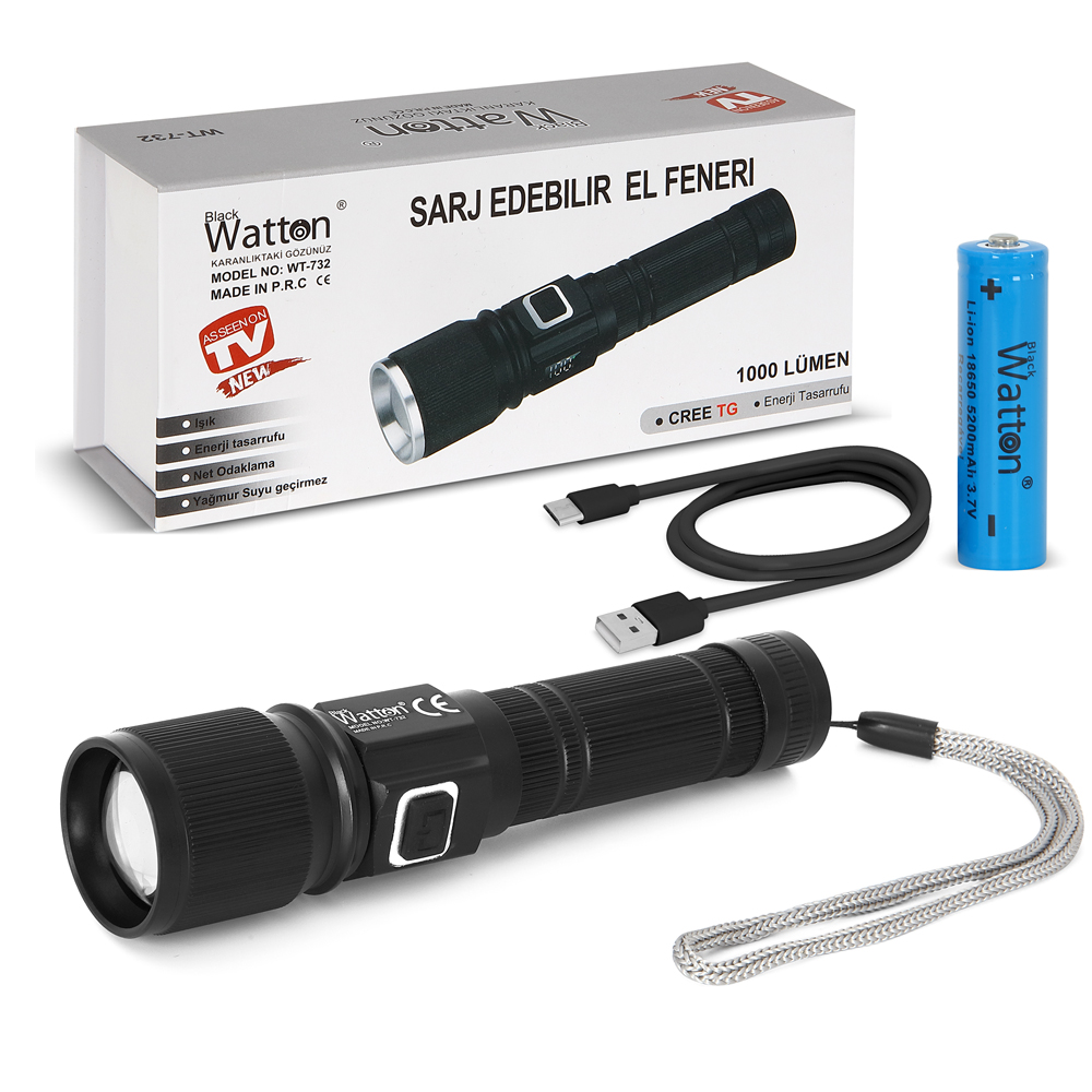 cree-tg-led-1000-lumen-goste-18121-1.jpg Watton WT-732 1000 Lümen TG LED Fonksiyonel El Feneri - Görsel 1