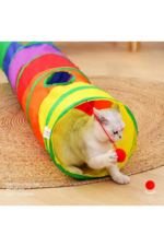 Gökkuşağı Desenli  Kedi Oyun Tüneli, Katlanabilir 125 cm - Görsel 5