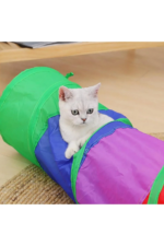 Gökkuşağı Desenli  Kedi Oyun Tüneli, Katlanabilir 125 cm - Görsel 6