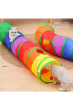 Gökkuşağı Desenli  Kedi Oyun Tüneli, Katlanabilir 125 cm - Görsel 7
