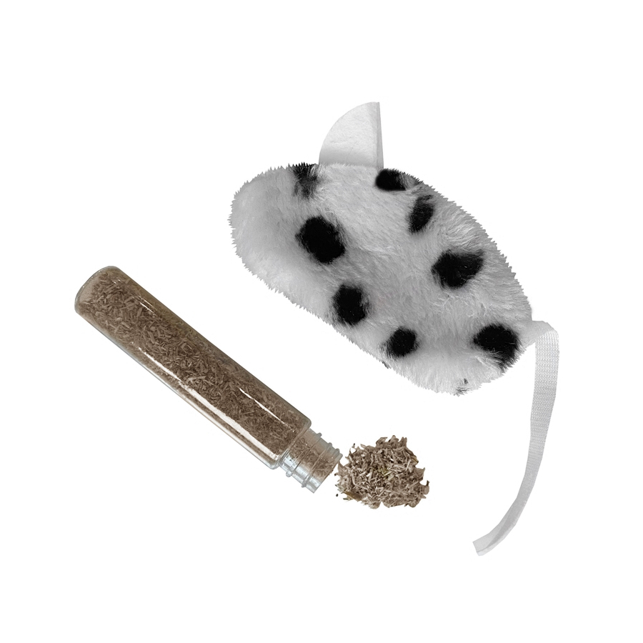 dalmacya-fare-jpg.jpg Kedi Oyuncağı Dalmaçya Desenli Peluş Fare 6-10-18 cm - Görsel 1